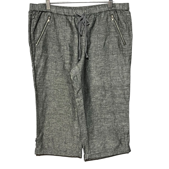 New York & Company Linen Blend Cropped Pants Relaxed-Fit Pull-On Capris Medium - Picture 2 of 11